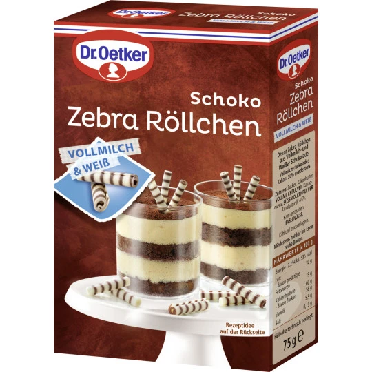 Dr. Oetker Schoko Zebra Röllchen 75G 3 Dr. Oetker Schoko Zebra Röllchen 75G